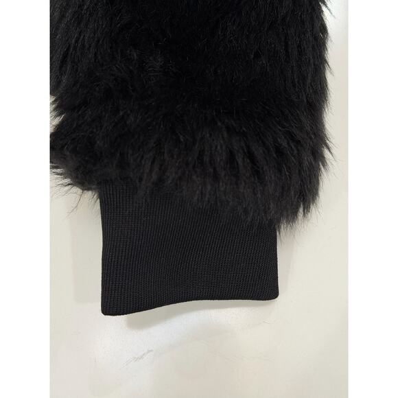 Say What womens black faux fur bomber jacket sz M whimsigoth dark romantic black - Picture 5 of 6